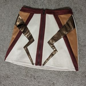 Wild Honey Metallic Lightning Bolt Faux Suede Mini Skirt